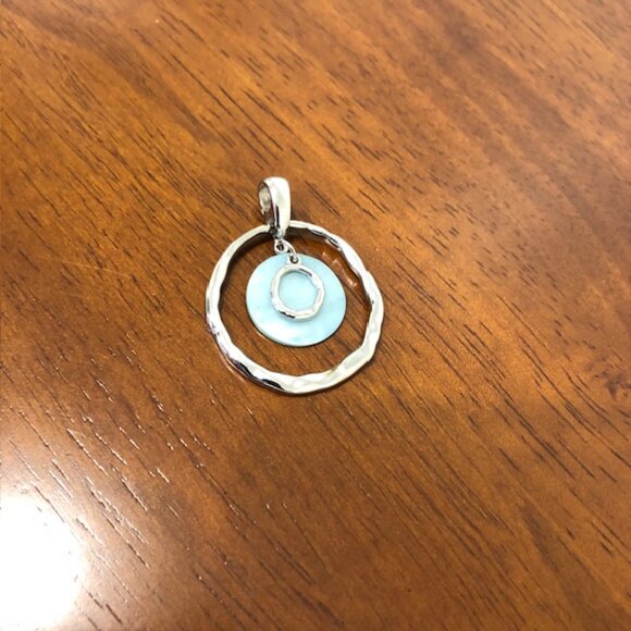 Silver Tone Blue Multi Circular Oval Pendant Pre-Owned. - Picture 5 of 9